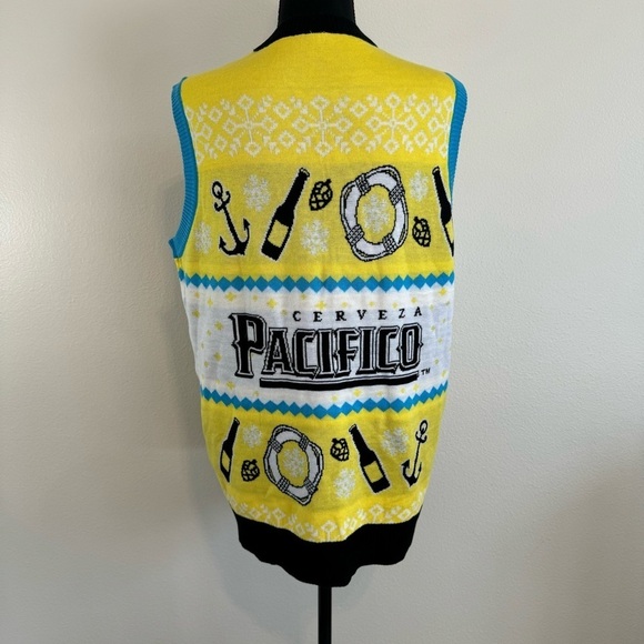 Pacifico Cerveza  Beer Christmas Ugly Holiday Sweater Vest Large Nautical Unisex - Picture 5 of 7